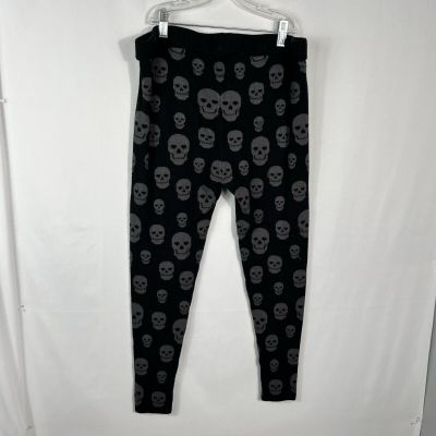 Torrid Plus Size Black & Gray Skull Print Knit High Waisted Leggings 1X Lounge
