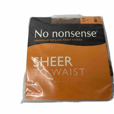 New 1 Pair No nonsense Tan Sheer To Waist Pantyhose Size B Sheer Toe 021 NOS