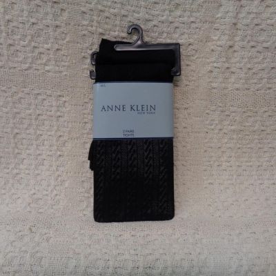 2 pair! Anne Klein tights in M/L NIP one plain black and one patterned