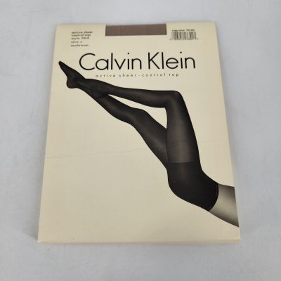 Calvin Klein Active Sheer Control Top Pantyhose 904 Size C Sheer Toe Mushroom