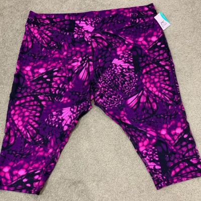 Just My Size Women’s Plus Size 5X(30W/32W) Pink Purple Active Yoga Capri Pants