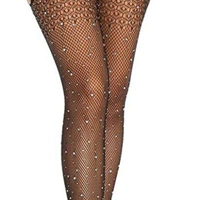 Fairydreamy Womens Black Fishnet Lace High Waist Tights Suspender Pantyhose Stre