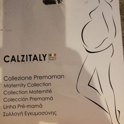 Calzitaly Maternity Pantyhose Stocking w Bellyband Hosiery Tights Black Sheer Do