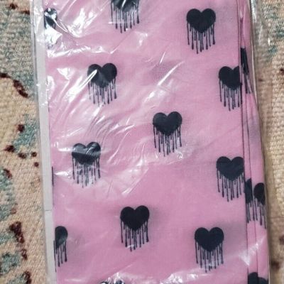 Rebel Heart Stockings Sz S/M Pink & Black Hearts ????