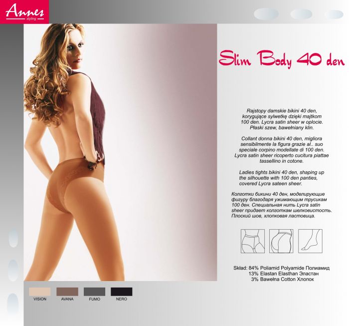 Annes Slim Body 40 40 Denier Thickness, Styling | Pantyhose Library