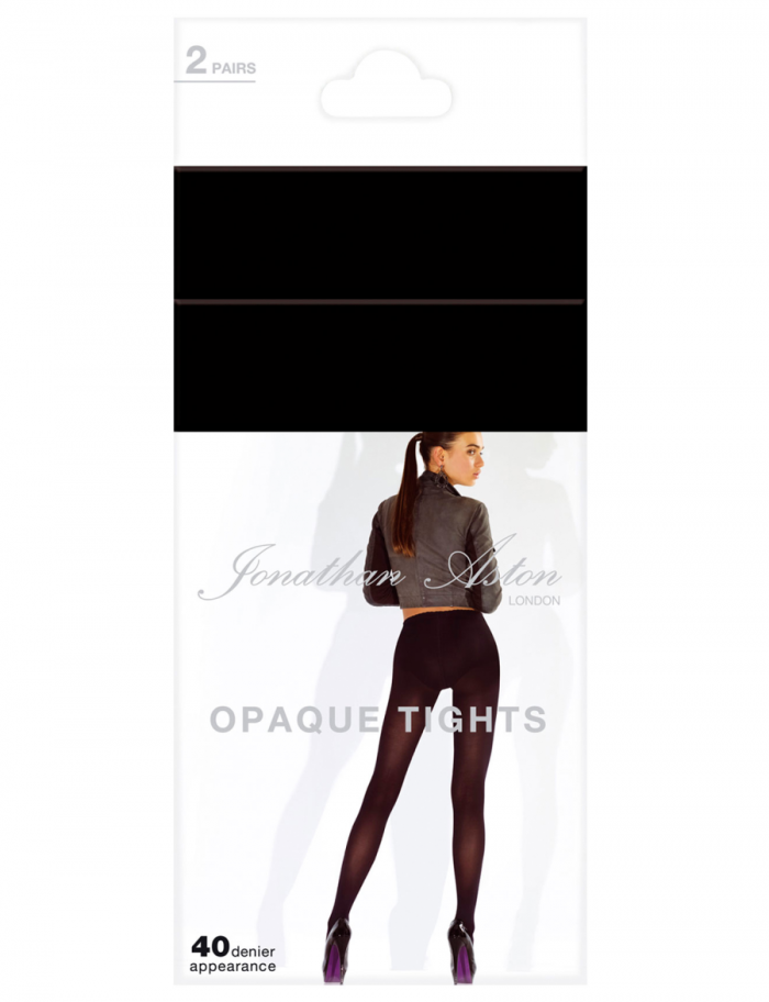 Jonathan Aston Jonathan Aston Black Opaque - 40 Denier 2-pair  Catalog 2016 | Pantyhose Library