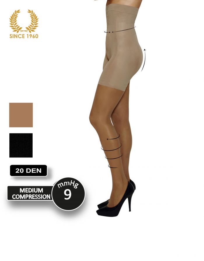 Calzitaly High Waist Shaping Tights With Leg Support -20 Den  Support Hosiery | Pantyhose Library