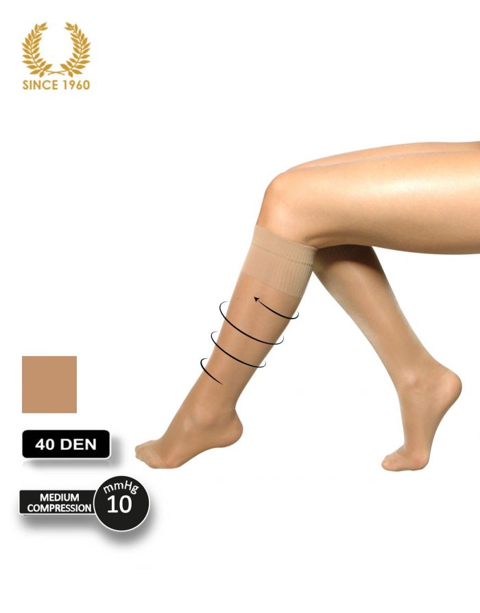 Calzitaly Support Knee High Socks Factor 8 -40 Den Side  Support Hosiery | Pantyhose Library