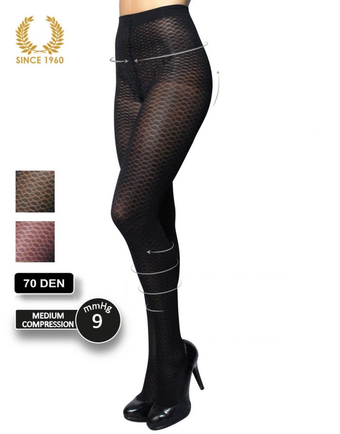 Calzitaly Support Tighst With Geometric Pattern -70 Den  Support Hosiery | Pantyhose Library