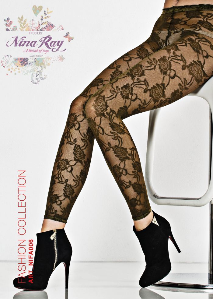 Nina Ray Nylon Lace Roses Legging - 40 Den  Fashion Collection | Pantyhose Library