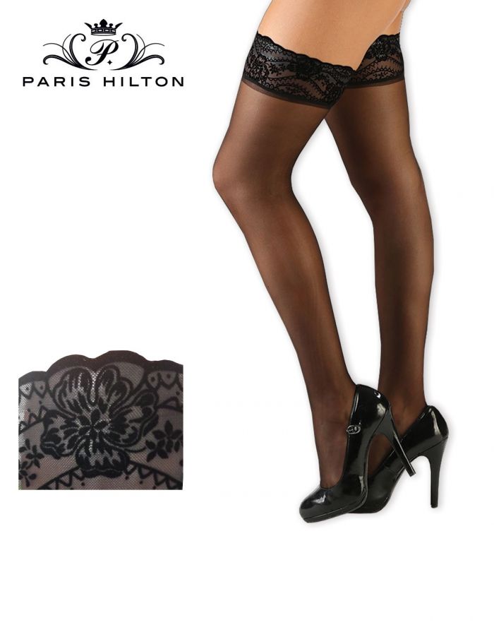 Paris Hilton A Paris Hilton Calza 20 Den Autoreggente Fiori  Hosiery Collection 2017 | Pantyhose Library