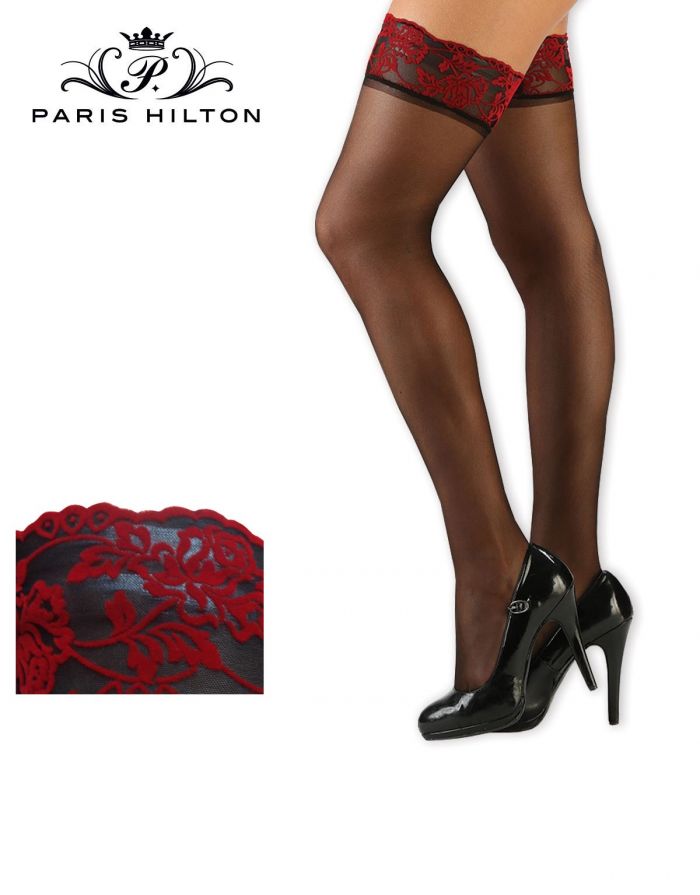Paris Hilton Paris Hilton Calza 20 Den Autoreggente Rose Rosse  Hosiery Collection 2017 | Pantyhose Library