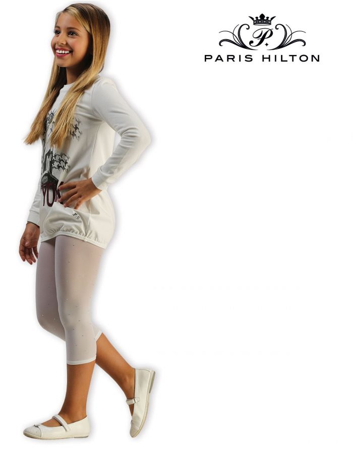 Paris Hilton Paris Hilton Leggings Capri Bimba Strass Allover White 2  Hosiery Collection 2017 | Pantyhose Library