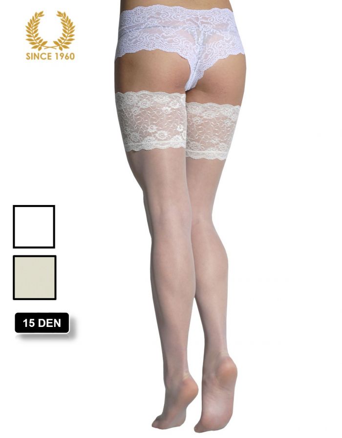Calzitaly Bridal Hold Ups With Wide Floral Lace -15 Den Back  Bridal Tights 2017 | Pantyhose Library