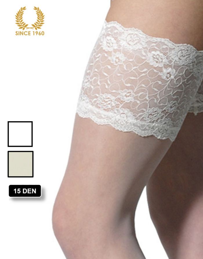 Calzitaly Bridal Hold Ups With Wide Floral Lace -15 Den Detail  Bridal Tights 2017 | Pantyhose Library