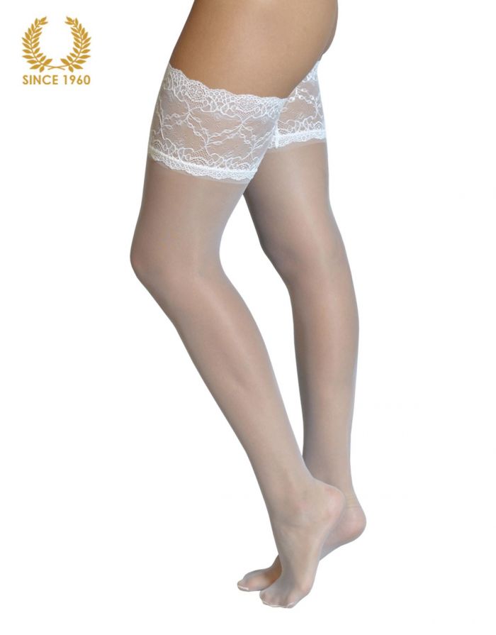 Calzitaly Bridal Lace Top Hold Ups -15 Den White  Bridal Tights 2017 | Pantyhose Library