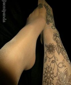 Floral-Henna-Tattoo-Printed-Tights-Pantyhose