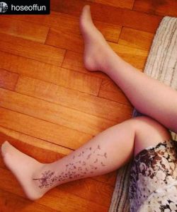Musical-Notes-Dandelion-Tattoo-Printed-Tights-Pantyhose