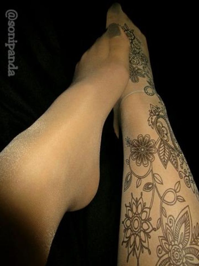 Stop And Stare Floral-henna-tattoo-printed-tights-pantyhose  Lookbook 2018 | Pantyhose Library
