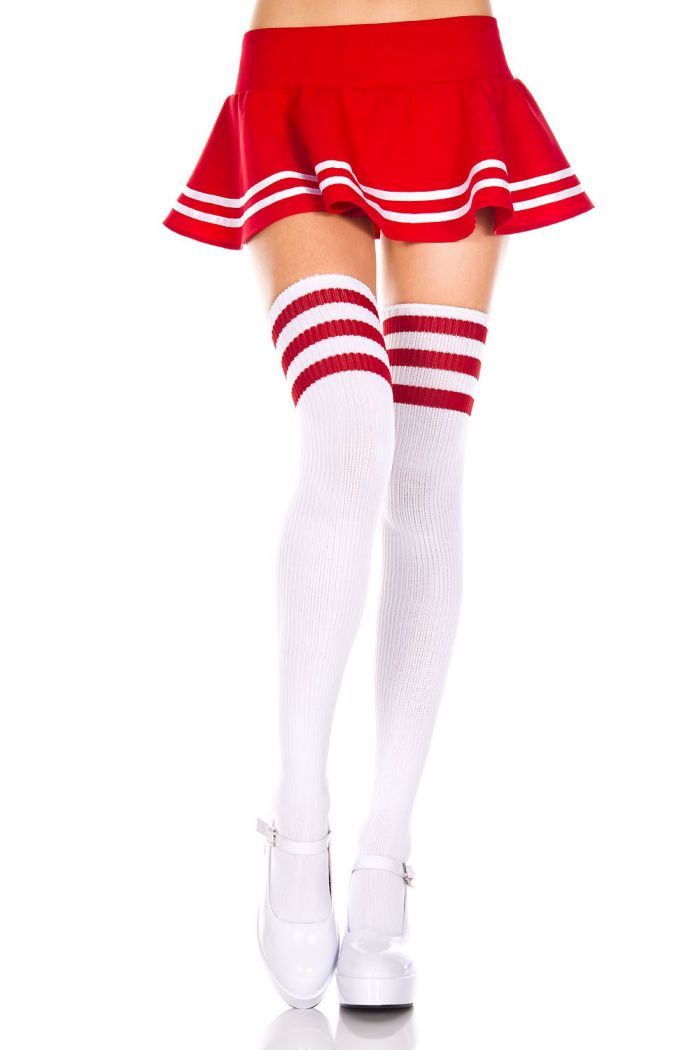 Music Legs Athletic-striped-thigh-highs  Thigh Hi 2018 | Pantyhose Library