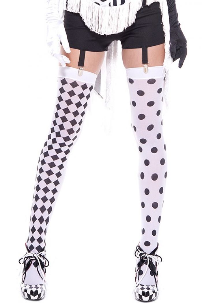 Music Legs Diamond-design-and-polka-dot-harlequin-thigh-hi  Thigh Hi 2018 | Pantyhose Library
