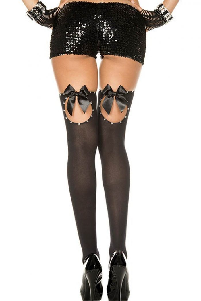 Music Legs Keyhole-with-satin-bow-and-rhinestones-thigh-hi  Thigh Hi 2018 | Pantyhose Library