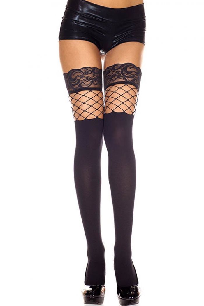 Music Legs Lace-top-spandex-thigh-hi-with-net-insert  Thigh Hi 2018 | Pantyhose Library