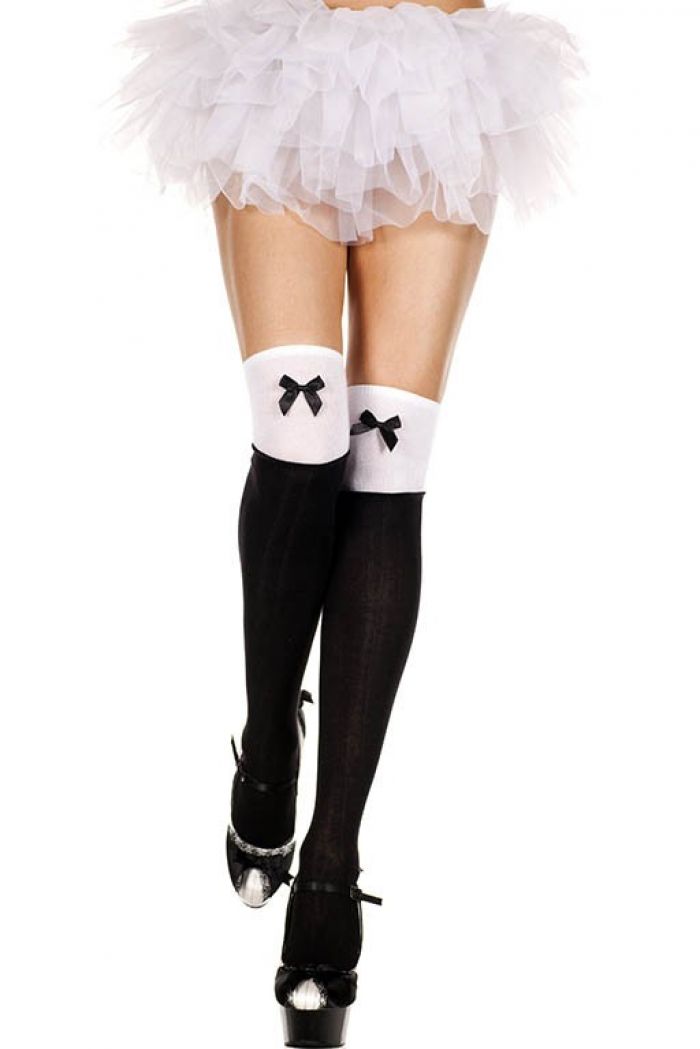 Music Legs Two-tone-acrylic-thigh-hi-with-satin-bow  Thigh Hi 2018 | Pantyhose Library