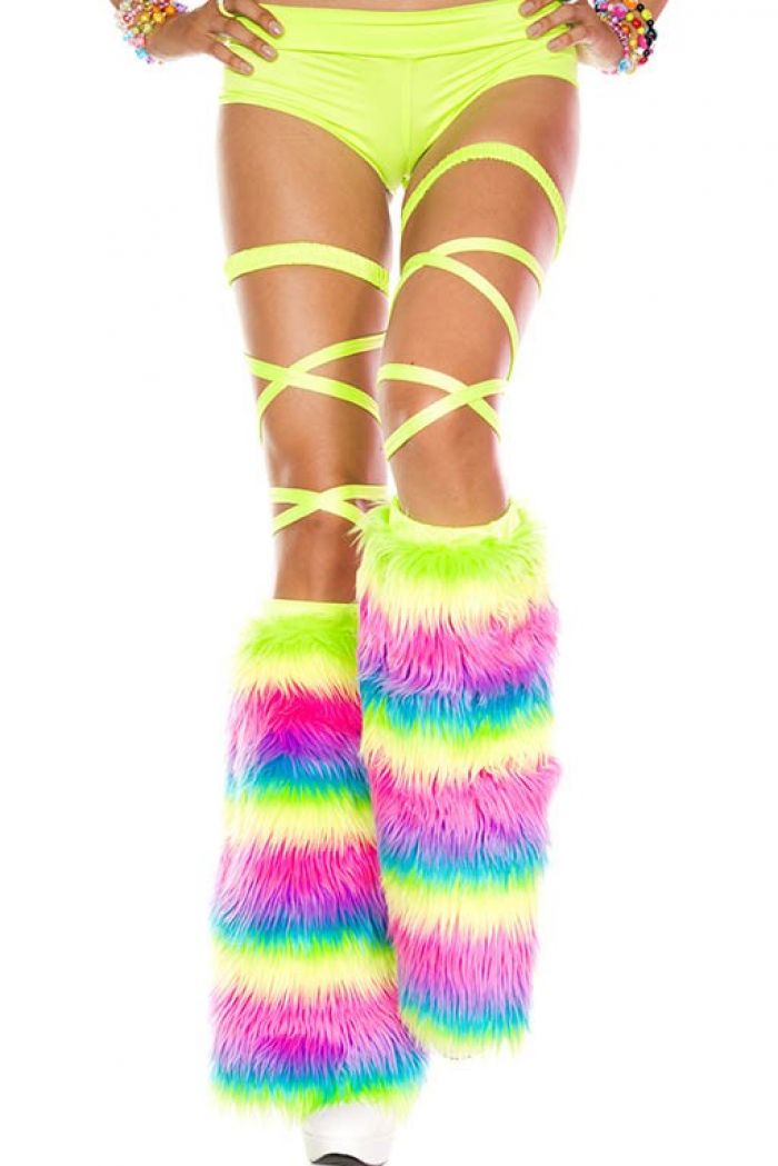 Music Legs Rainbow-faux-fur-leg-warmers  Knee Highs 2018 | Pantyhose Library