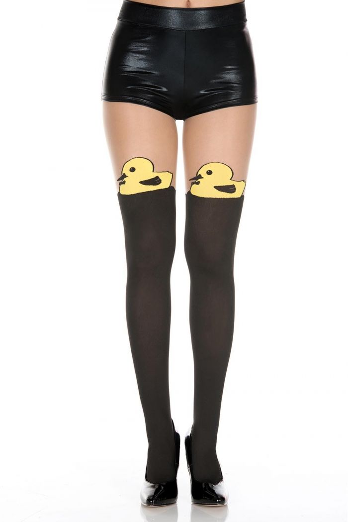 Music Legs Duck-print-faux-thigh-hi-look-spandex-pantyhose  Pantyhose Collection 2018 | Pantyhose Library