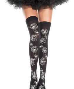Sheer-Spider-And-Web-Print-Opaque-Thigh-Hi