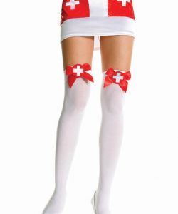 White-Cross-And-Satin-Bow-Opaque-Thigh-Hi