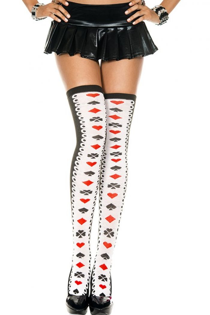 Music Legs Acrylic-thigh-hi-with-poker-suit-design  Halloween 2018 | Pantyhose Library