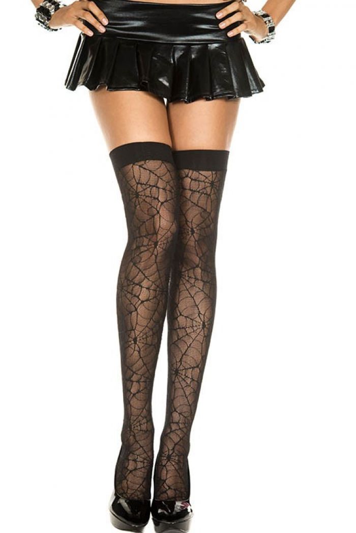 Music Legs Lace-spider-web-thigh-hi  Halloween 2018 | Pantyhose Library