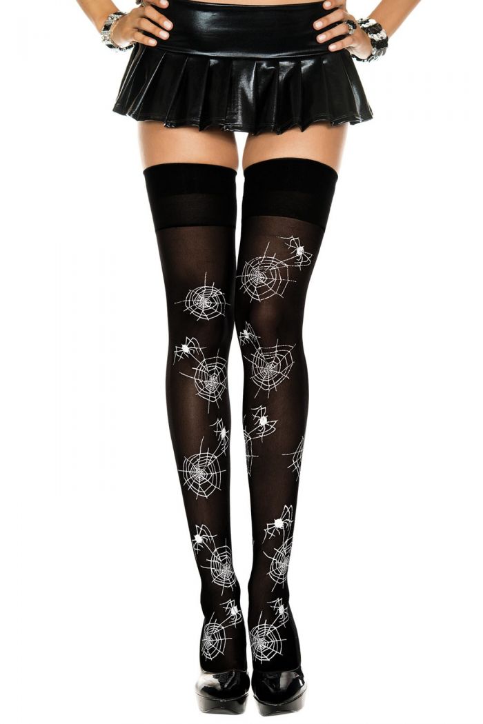 Music Legs Opaque-spider-and-web-print  Halloween 2018 | Pantyhose Library