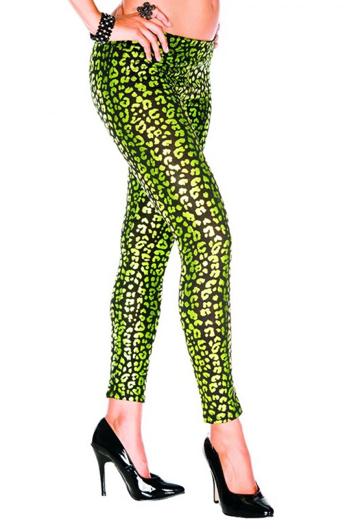 Music Legs Green-metallic-leopard-print-leggings  Footles Panyhose 2018 | Pantyhose Library