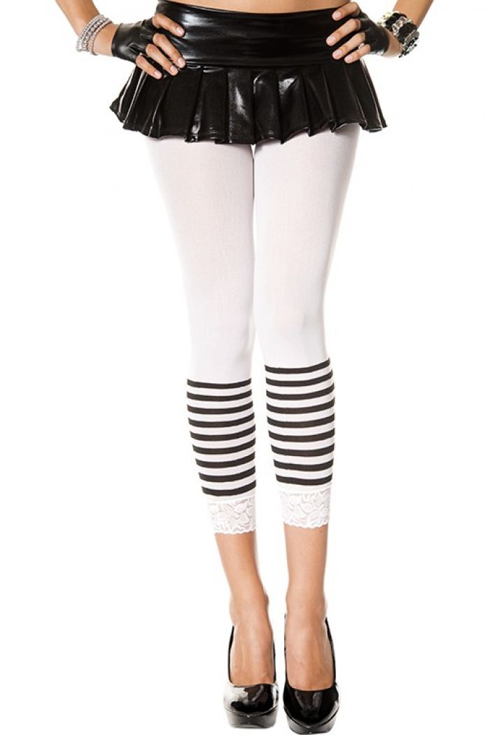 Music Legs Lace-trim-leggings-with-stripes  Footles Panyhose 2018 | Pantyhose Library