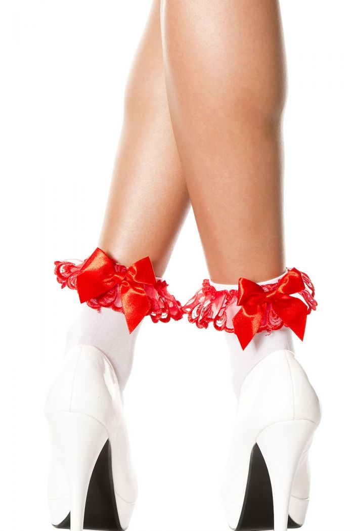Music Legs Opaque-lace-ruffle-anklet-with-satin-bow  Ankle Highs 2018 | Pantyhose Library