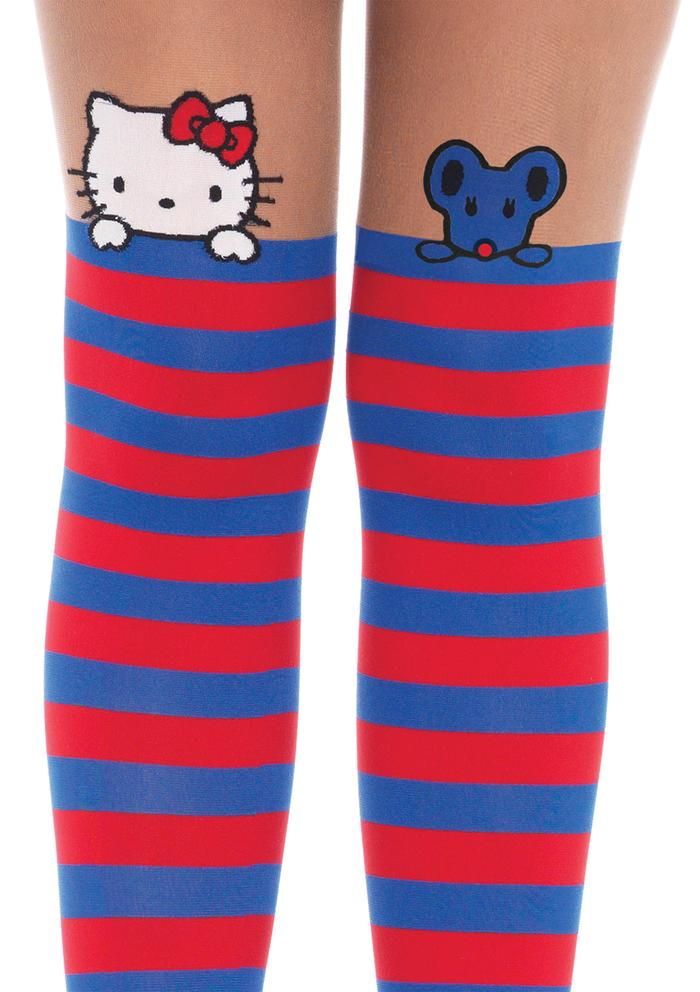 Leg Avenue Hello-kitty-and-joey-striped-tights-view  Tights Catalog 2018 | Pantyhose Library
