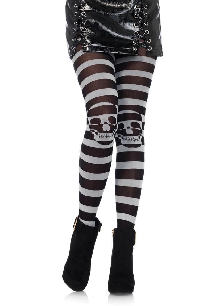 Leg Avenue Skull-striped-tights  Tights Catalog 2018 | Pantyhose Library