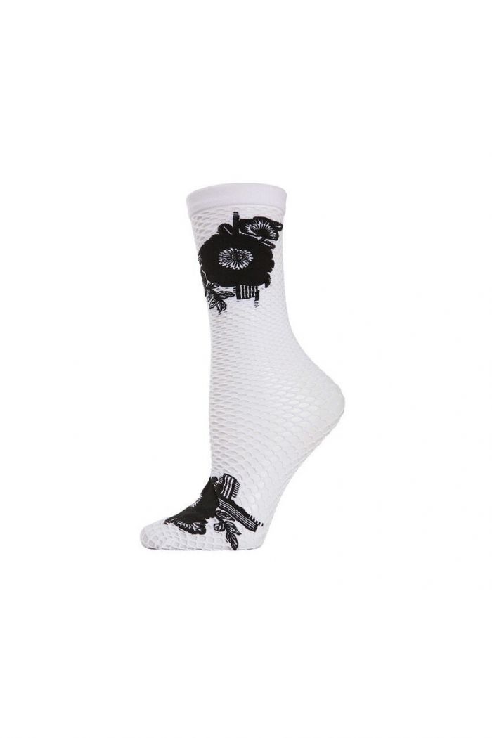 Natori Natori-floral-applique-net-crew-socks1  Legwear Catalog 2020 | Pantyhose Library