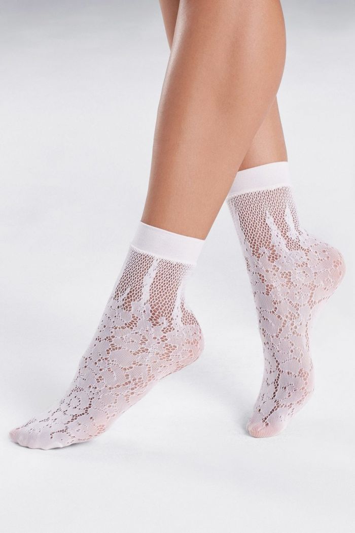 Natori Natori-floral-burnout-net-shortie-socks2  Legwear Catalog 2020 | Pantyhose Library
