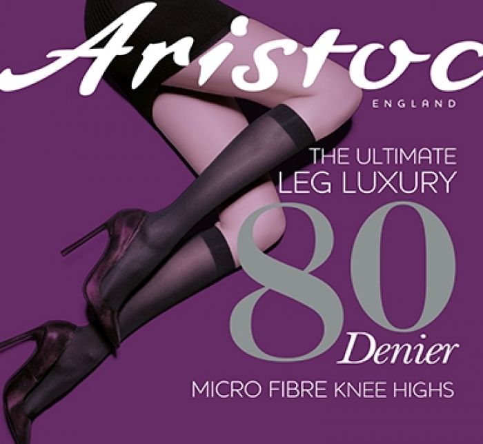 Aristoc Aristoc 80 Denier Microfibre Opaque Knee Highs Black  Opaques Collections2021 | Pantyhose Library