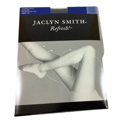 Jaclyn Smith Bare Sensations Pantyhose Off Black Size B 40 Denier Sheer Toe