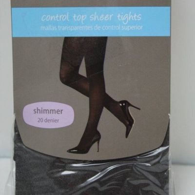 NEW Womens Secret Treasures Control Top Fashion Tights Size 1 Black Shimmer