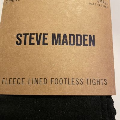NWT Steve Madden Fleece Lined Footless Tights 2 Pairs Pack Size Small
