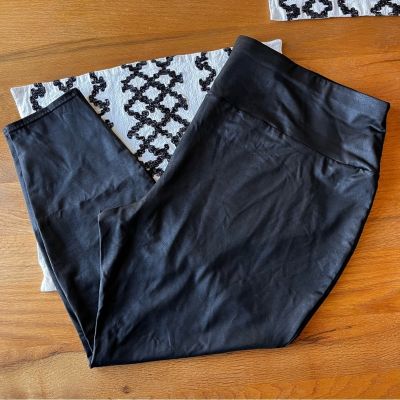 Terra & Sky Faux Leather Like Black Leggings Grease vibes womens size 2X