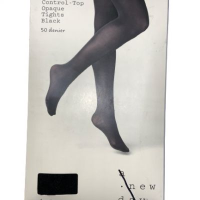 A New Day Women Comfortable Style 50D Control Top Opaque Black Tights 1 Pair S/M