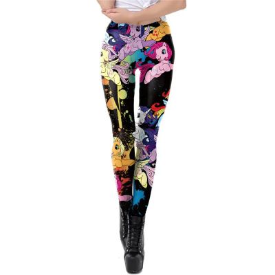 Black Style Pony Themed Leggings For Yoga & Pilates OSFM (One Size Fits Most)