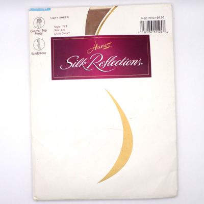 Hanes Silk Reflections Pantyhose Vtg Control top CD Sandalfoot 717 Little Color